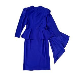 VTG Daymor Couture Skirt Suit Sz 8 Royal Purple 80s 90s Mother of Bride Wedding